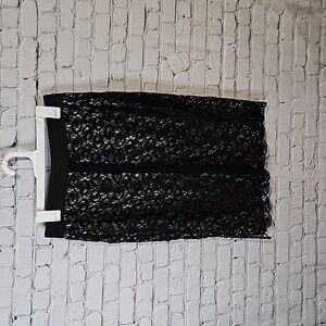 Black lace pencil skirt